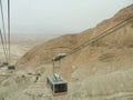Cable car transporting tourists in Masada Fortress, Judean Desert, Israel